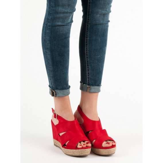 Červené sandále espadrilky
