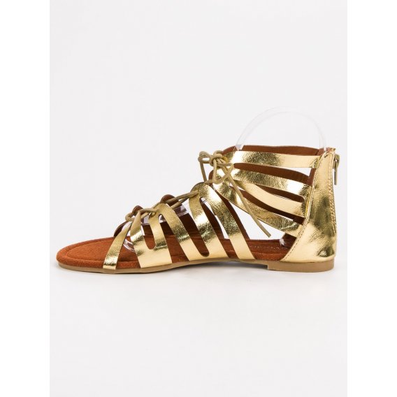 Zlaté viazané sandále