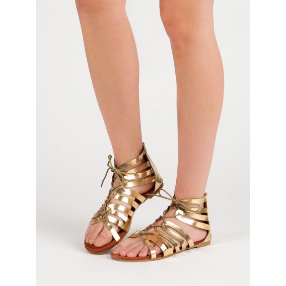 Zlaté viazané sandále