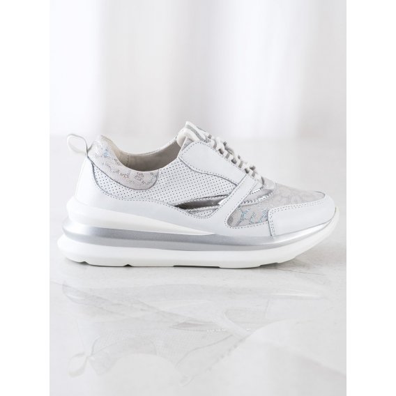 Bielo-šedé sneakersy z kože
